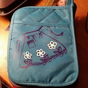 Apron with Flower Accents Teal